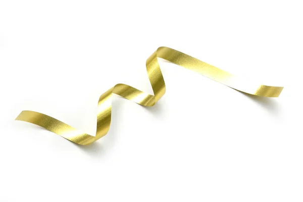 The spiral golden ribbon isolated on white background. — Stock Photo, Image