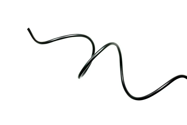 Black wire isolated on a white background abstraction. — Stock Photo, Image