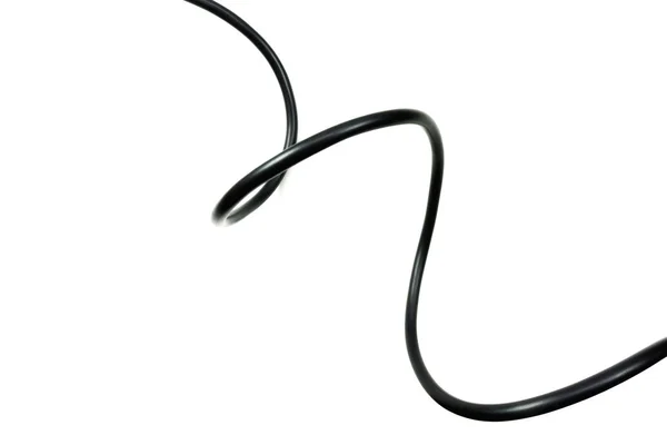 Czarny kabel izolowany na białym tle abstrakcji. — Zdjęcie stockowe