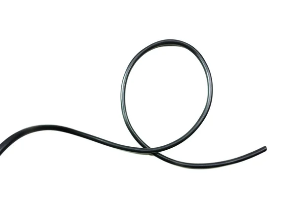 白い背景の抽象化に隔離されたブラックワイヤケーブル. — ストック写真