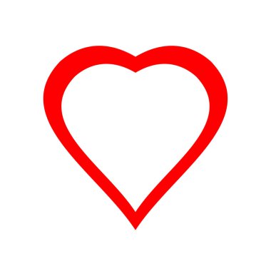 Beyaz arkaplanda kırmızı kalp ikonu illüstrasyonunun vektörü izole edildi.