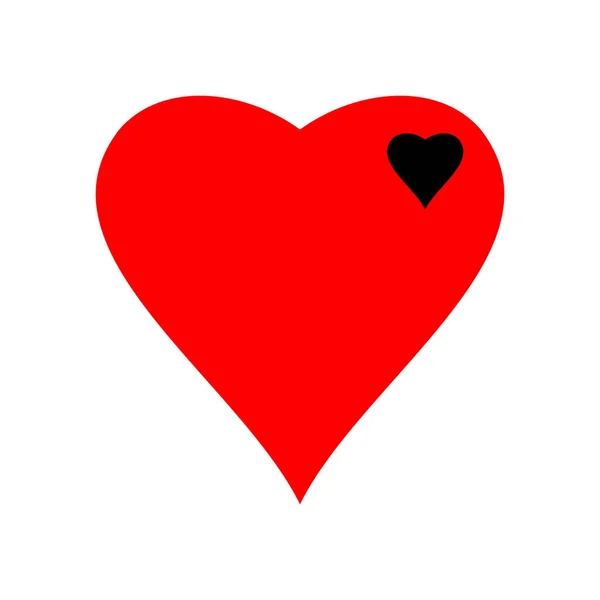 Vecteur de mini coeur noir en coeur rouge icône illustration isolé sur fond blanc. — Image vectorielle