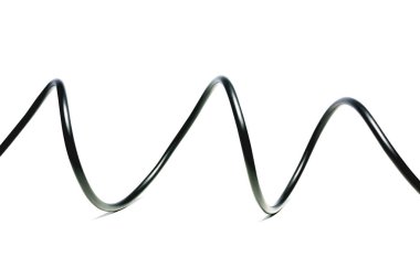 Beyaz arkaplan soyutlamasında siyah kablo izole edildi.