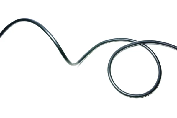 Czarny kabel izolowany na białym tle abstrakcji. — Zdjęcie stockowe