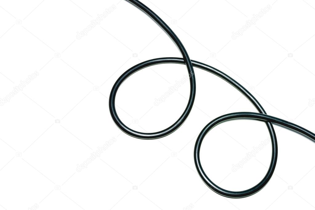 black wire cable isolated on a white background abstraction.