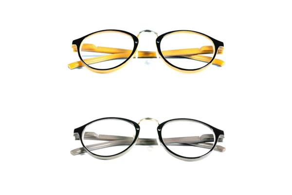 Yellow and black spectacles isolated on white background. Glasses model. Fashion accessories collection. — Stock Photo, Image