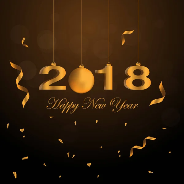 Szczęśliwego nowego roku 2018 numery złoty kolor tła. — Wektor stockowy