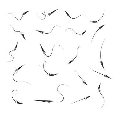 Beyaz bir arka plan üzerinde izole elle çizilmiş okları kümesinin vektör.