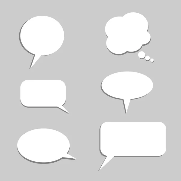 Vector set of stickers of speech bubbles. Blank empty white speech bubbles — Stock Vector