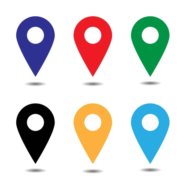 Vektoros Térkép mutató ikon készlet. GPS helyen szimbólum. Lapos kivitel stílus. — Stock Vector