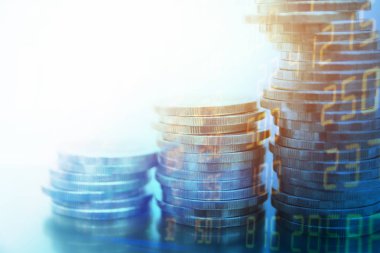 Çift pozlama hisse senedi mali endeksi yığın madeni para ile. Finansal hisse senedi piyasasında muhasebe piyasa ekonomisi analizi.