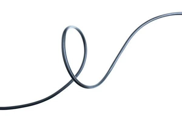 Cable de alambre negro aislado en una abstracción de fondo blanco. — Foto de Stock