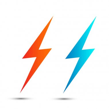 Yıldırım düz simgeler kümesi. Basit simge fırtına veya gök gürültüsü ve yıldırım izole.