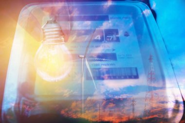 Güç kullanım ampul ile ölçme elektrik güç ölçer. Watt saat elektrik metre ölçüm aracı.