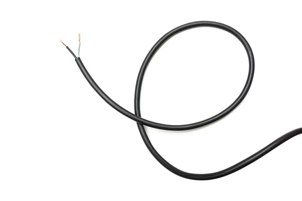 Cable de alambre negro aislado en una abstracción de fondo blanco. —  Fotos de Stock