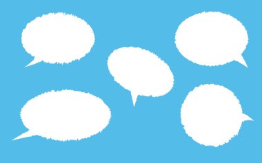 Vektör konuşma balonları çıkartmalar ayarlayın. Boş boş beyaz konuşma balonları