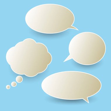 Vektör konuşma balonları çıkartmalar ayarlayın. Boş boş beyaz konuşma balonları