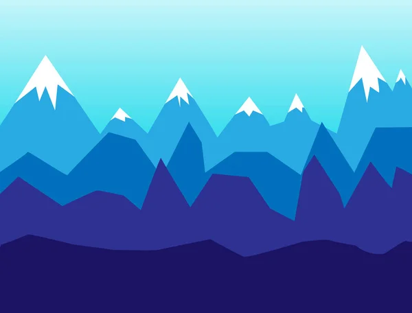 Снежные Горы Зимний Пейзаж Плоском Дизайне — стоковый вектор