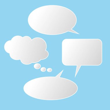Vektör konuşma balonları çıkartmalar ayarlayın. Boş boş konuşma balonları