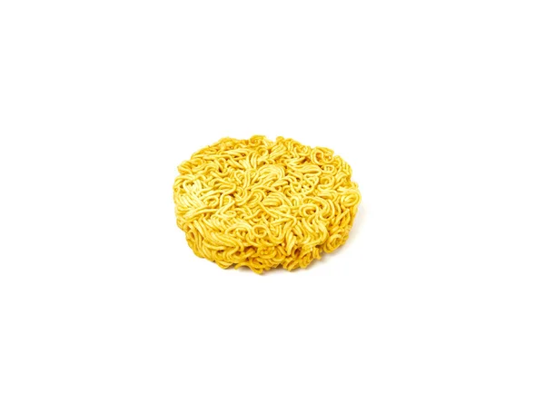 Raw dry instant noodle isolated on white background. Food and ob — Stock Photo, Image