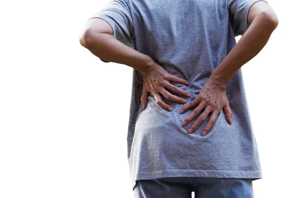 Una Mujer Que Sufre Dolor Espalda Lesión Espinal Problemas Musculares — Foto de Stock