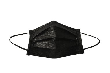 Virüsü ve tozu kırpma yolu ile koruyan siyah tıbbi maske..