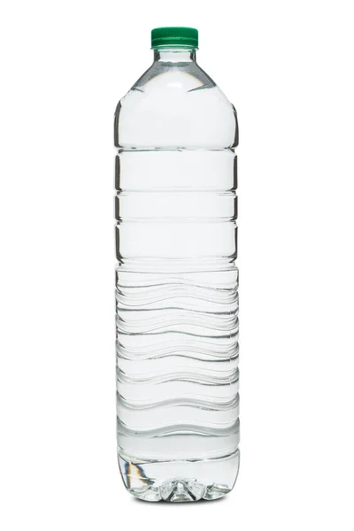 Πλαστικό Μπουκάλι Νερού Διαδρομή Αποκοπής Που Απομονώνεται Λευκό Φόντο — Φωτογραφία Αρχείου