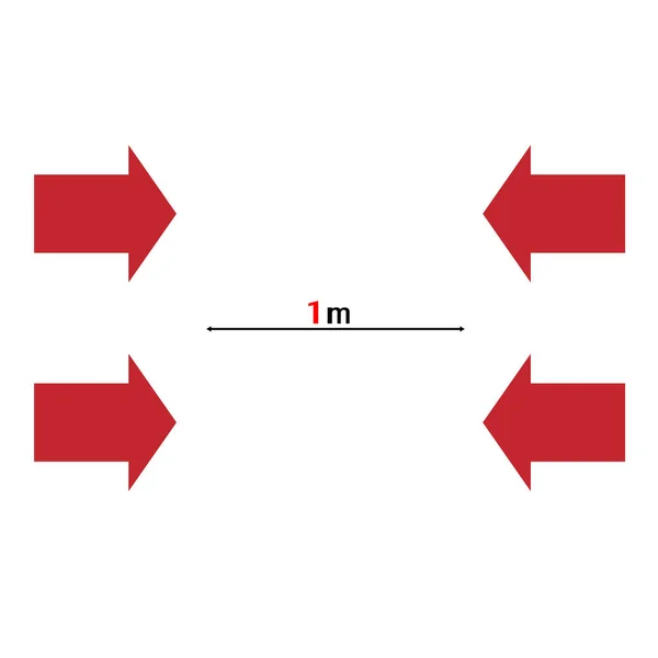 Image Vectorielle Distance Sociale Moins Mètre Icône Concept Sain — Image vectorielle