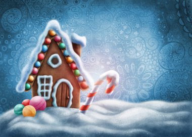 gingerbread ev illüstrasyon