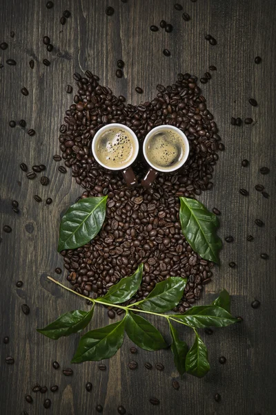 Coffee owl from beans — Stock Photo, Image