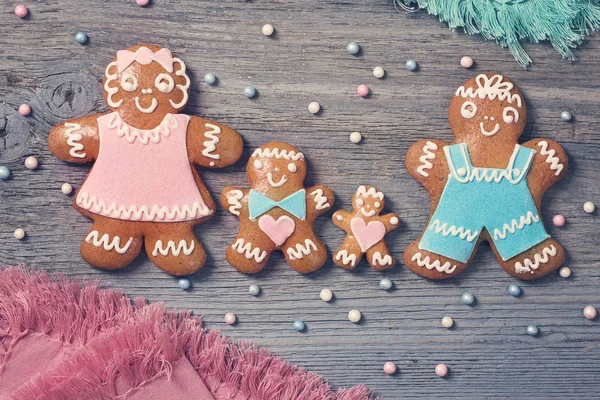 Gingerbread cookies on a wooden background — Stock Photo, Image