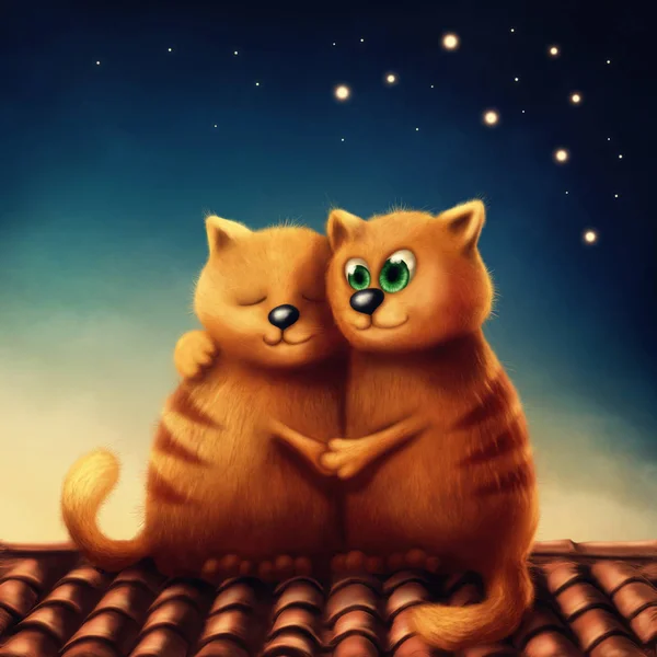 Czerwony koty w miłości — Zdjęcie stockowe