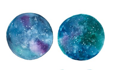 Galaxy watercolor circles clipart