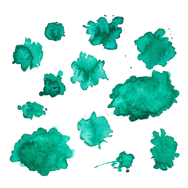 Зелёные пятна акварели — стоковое фото