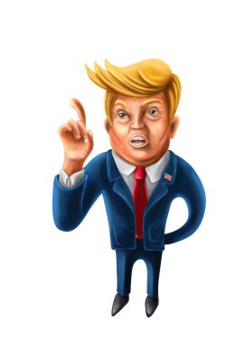 Jan.2, 2017: Karikatür karikatürü Cumhurbaşkanı Donald Trump ben ile