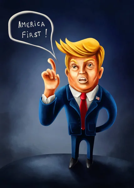 2 Januari 2017: Karikatur kartun Presiden Donald Trump dengan i — Stok Foto