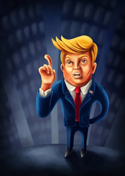 Jan.2, 2017: Cartoon caricature of President Donald Trump with i — Stock Photo, Image