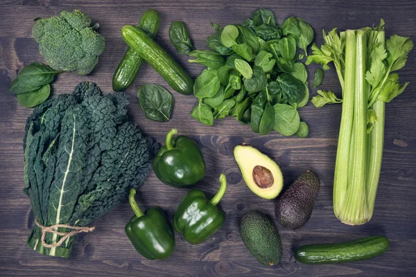 Alkaline foods above the wooden background — Stock Photo, Image