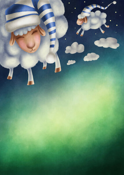 Illustration of counting sheep — Stock Photo, Image
