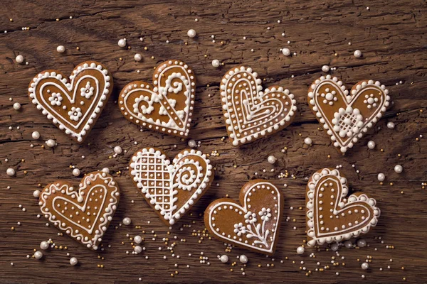 Biscotti al cuore di pan di zenzero — Foto Stock