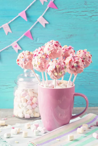 Růžový dort pops — Stock fotografie