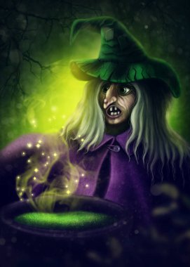 Halloween cadı, illüstrasyon
