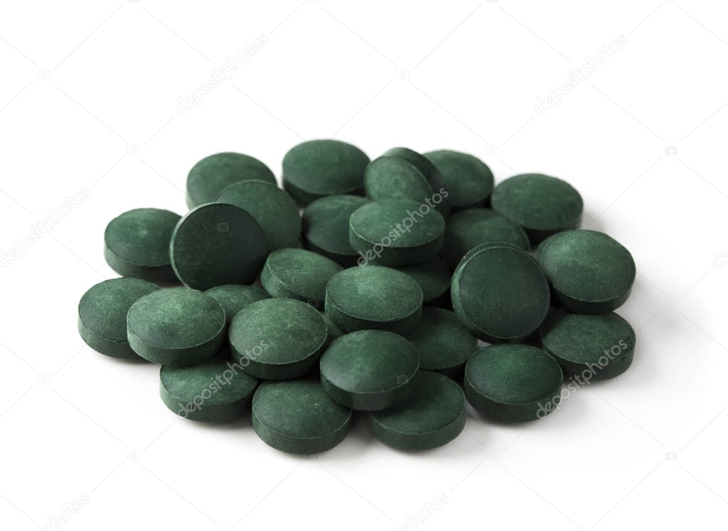 Spirulina tablets isolated 