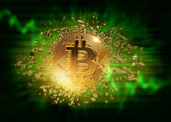 Bitcoin de oro dividido — Foto de Stock