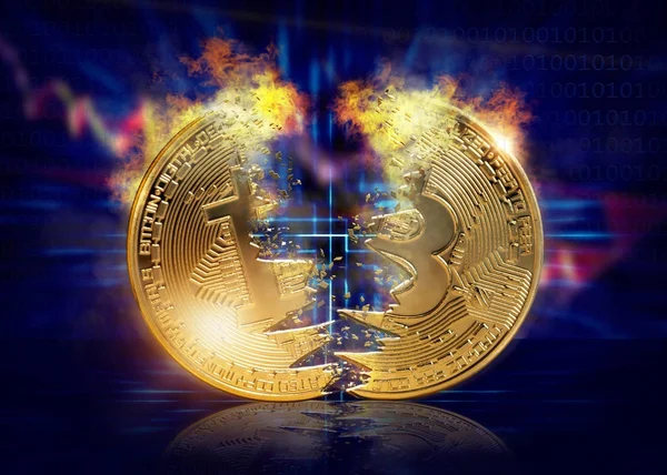 Bitcoin de oro dividido — Foto de Stock