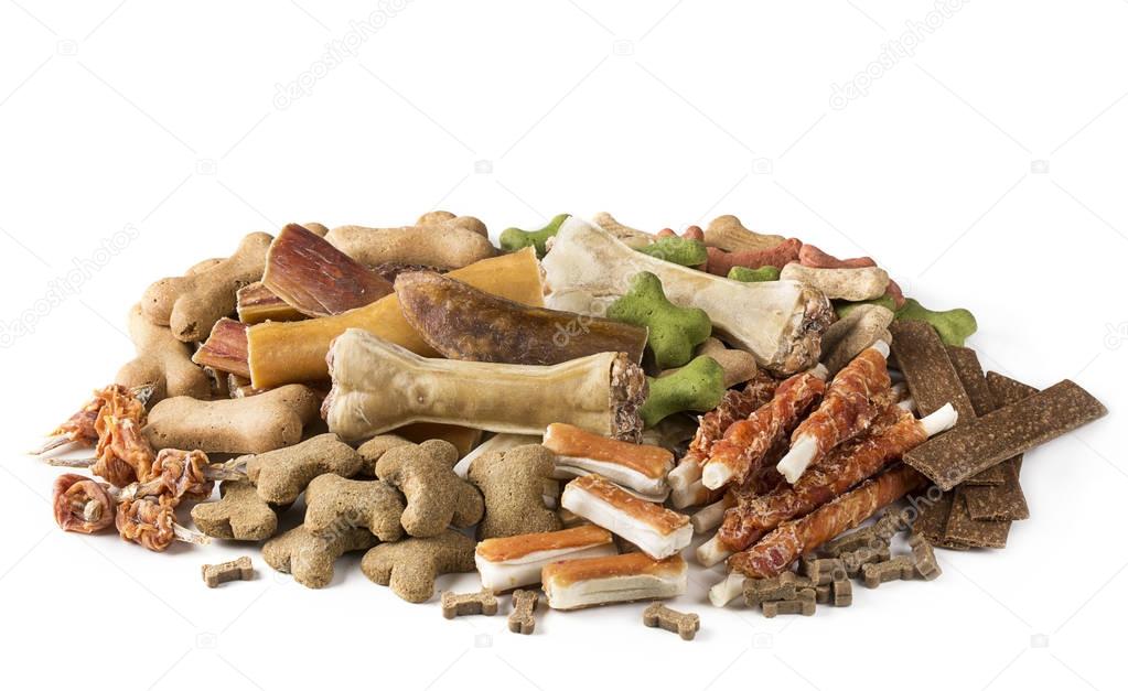 Assortment of dog snacks