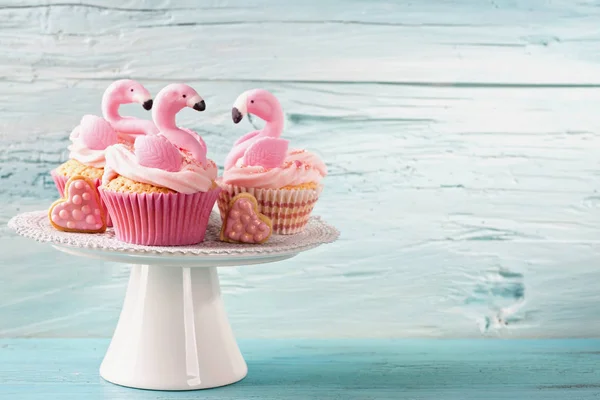 Flamingo cup cakes — Zdjęcie stockowe