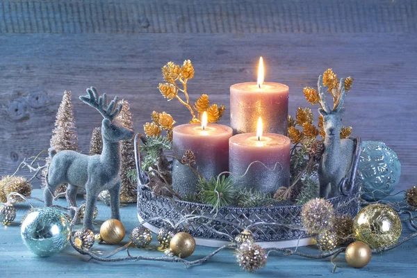 Candles and christmas decoration — Stock Photo, Image