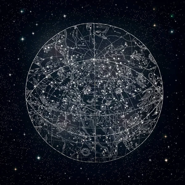 Antique constellations sky chart — Stock Photo, Image