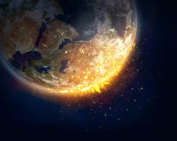 Burning Earth, global warming concept